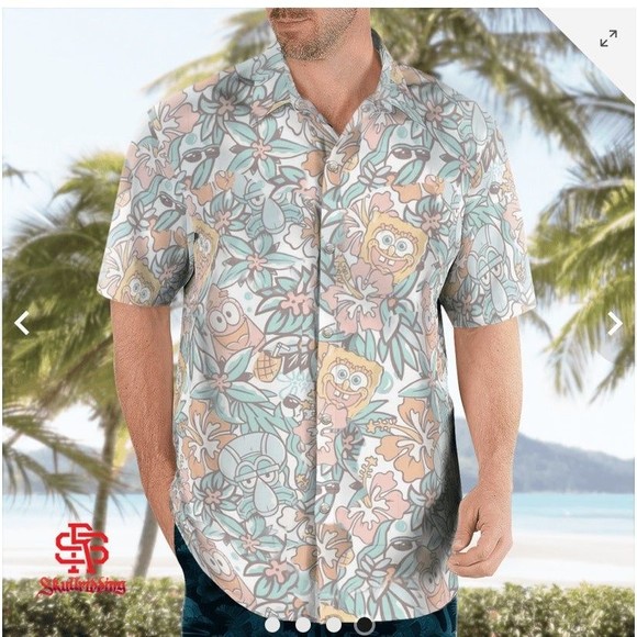 SQUAREPANTS SHORT SLEEVE GRAPHIC BUTTON-DOWN SHIRT - Picture 4 of 4